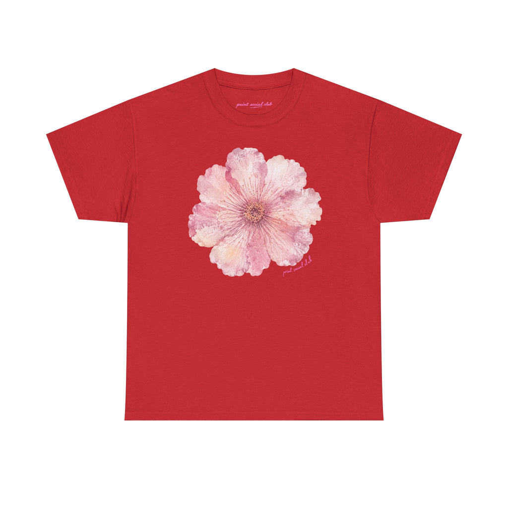 He Sent Flowers Classic Tee in Red, front