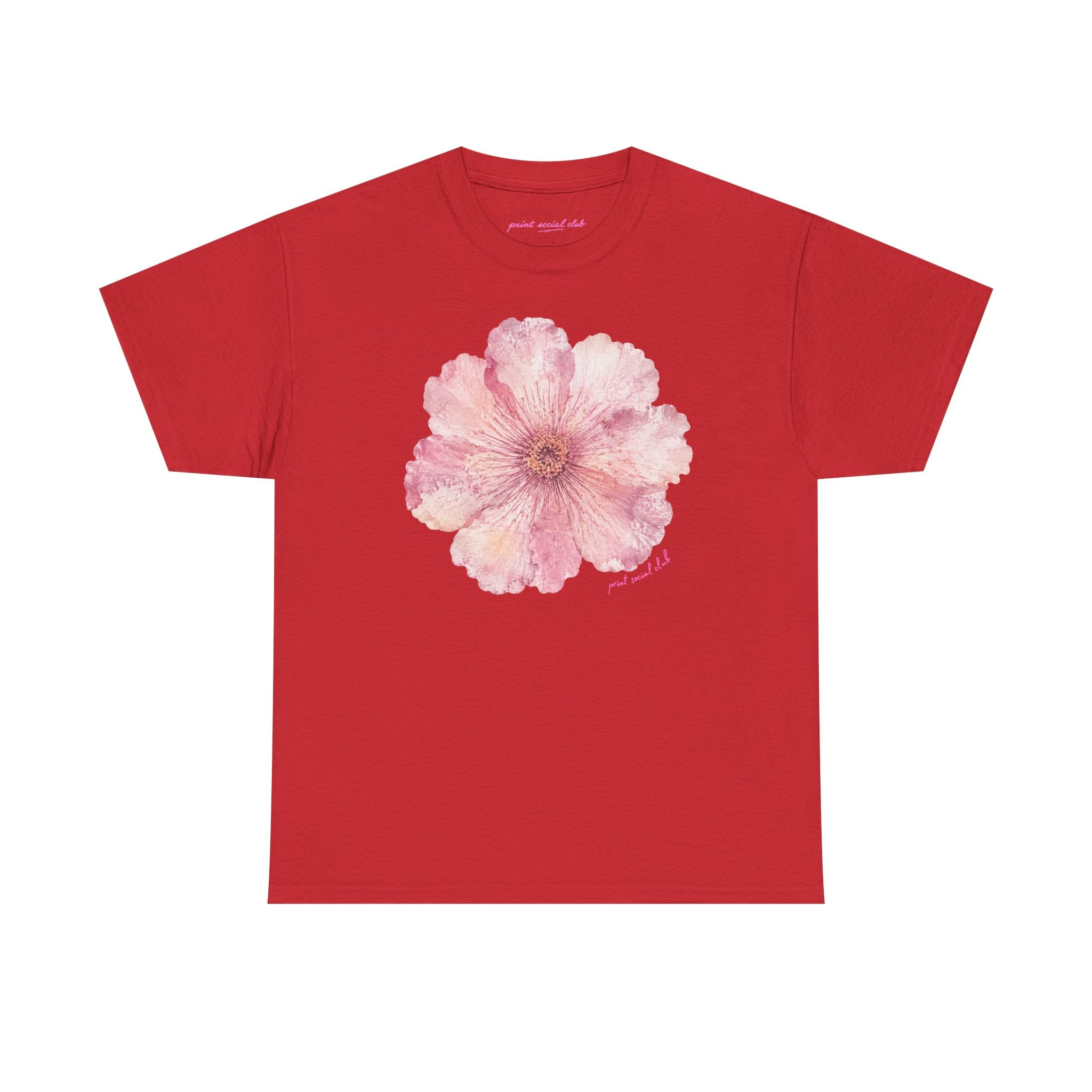 He Sent Flowers Classic Tee in Red, front
