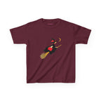 Flying Witch Baby Tee in Maroon, front