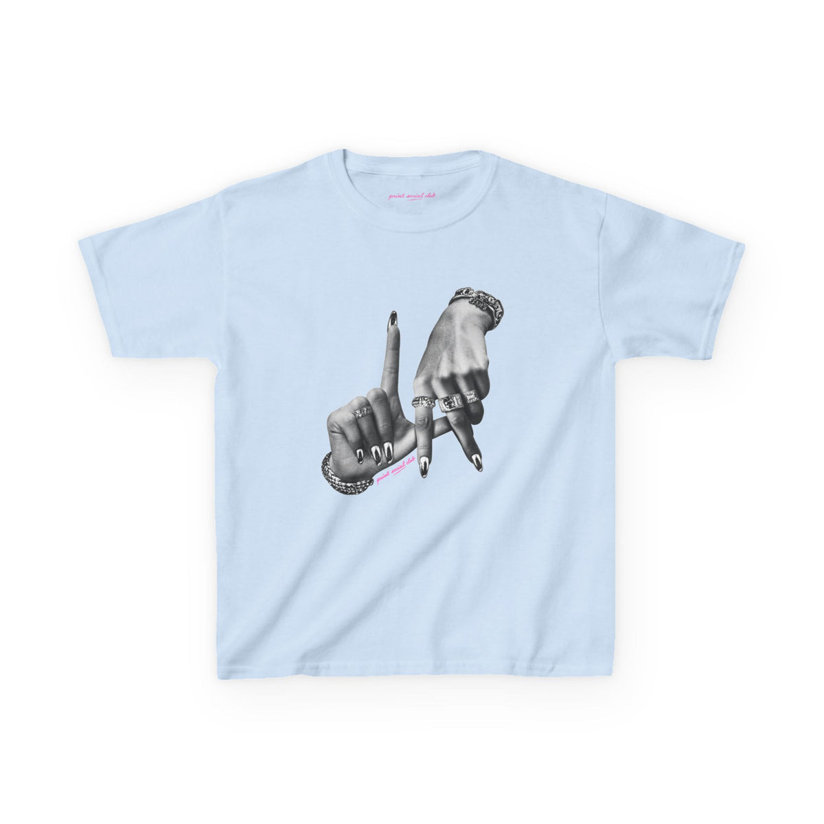 LA Baby Tee in Light Blue, front