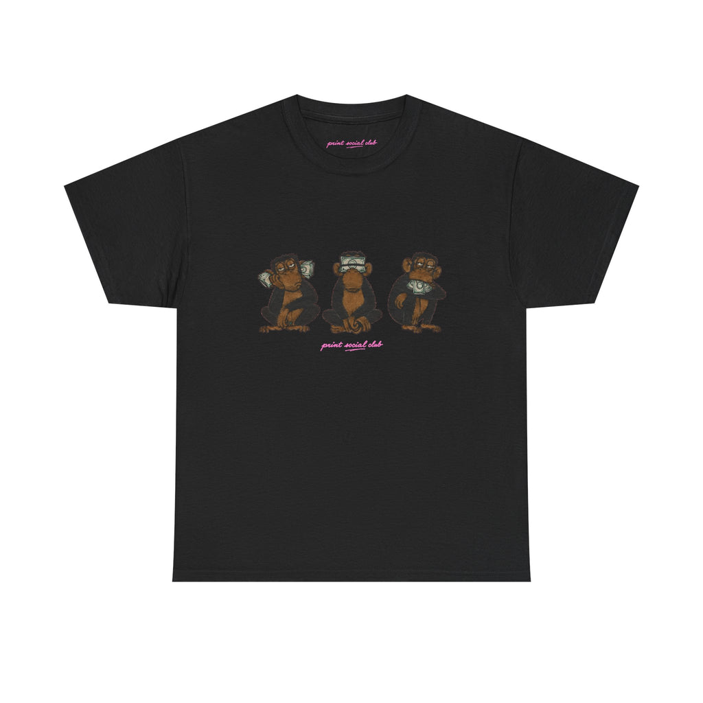 Wise Monkeys Classic Tee - double sided in Black, front