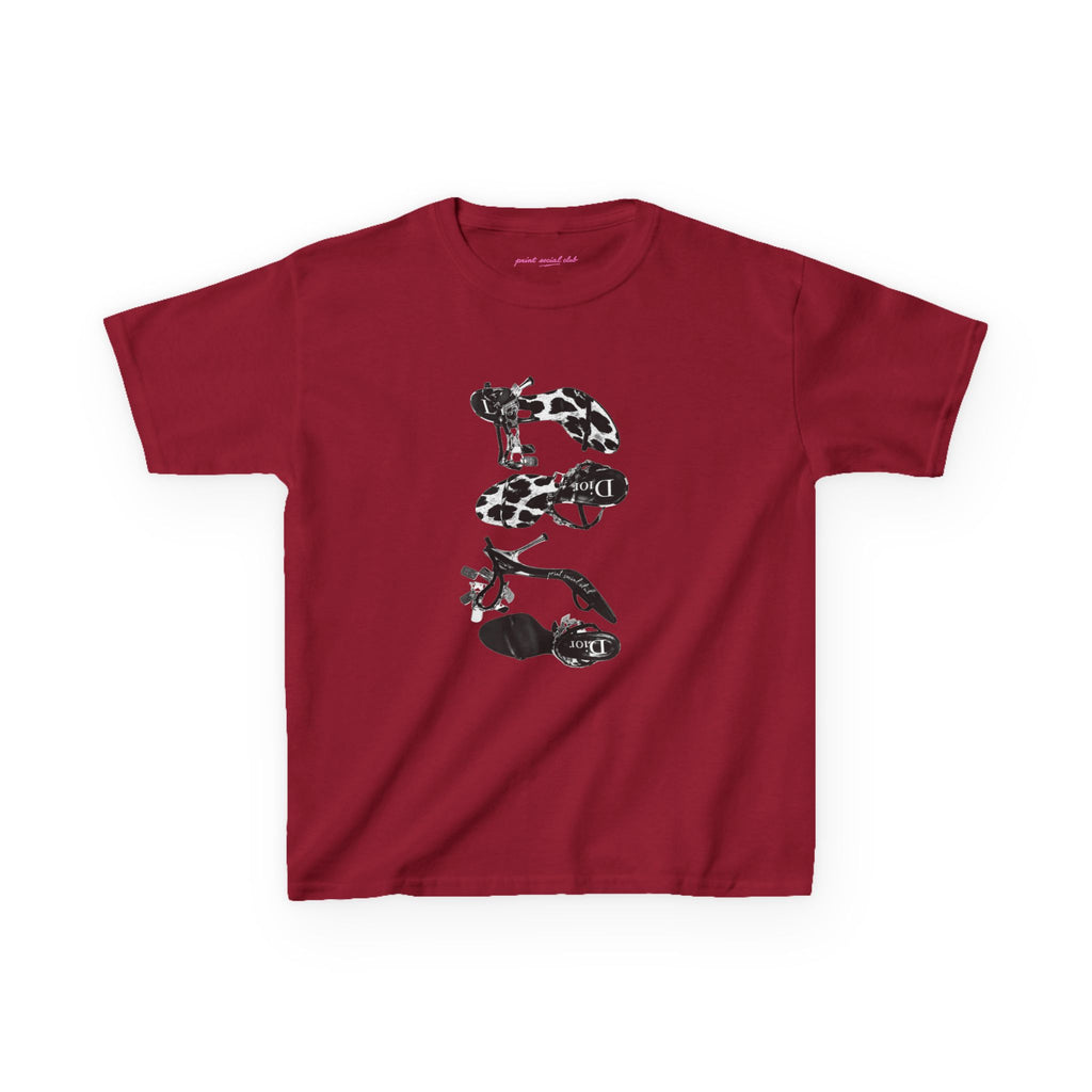 Heels Baby Tee in Cardinal Red, front