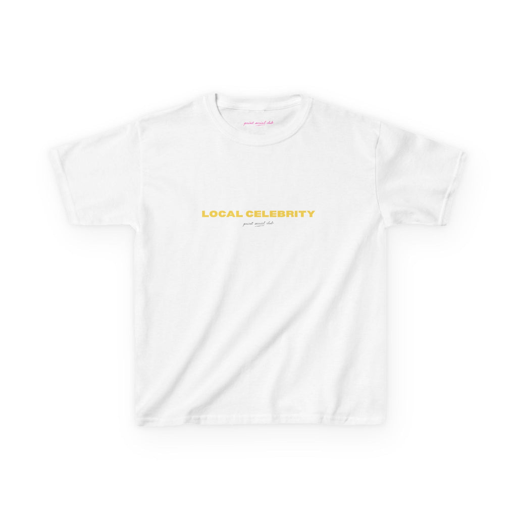 Local Celebrity Baby Tee in White, front