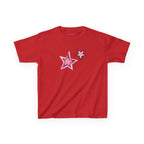 Shooting Stars Pink Baby Tee in Red, front