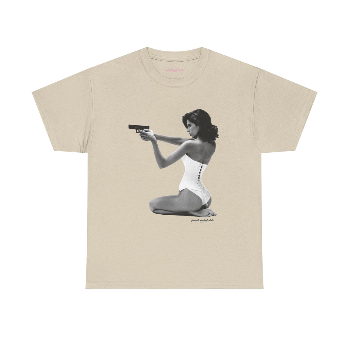 Hands-Up Classic Tee in Sand, front