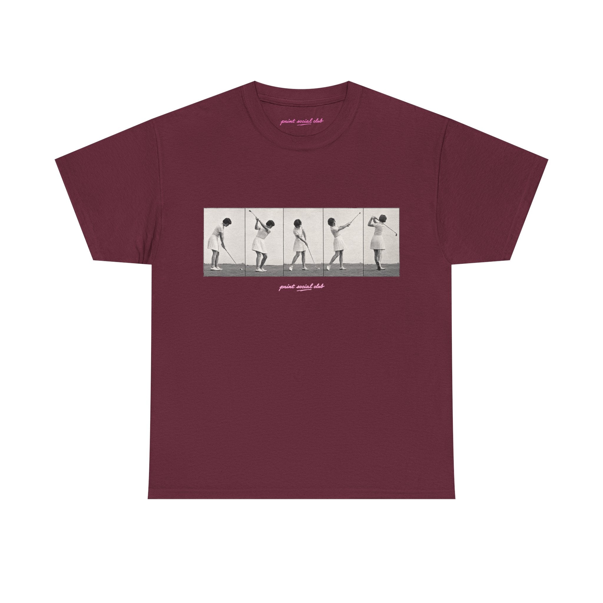 PSC Golf Club Classic Tee in Maroon, front