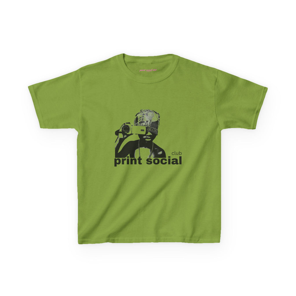 Camera Kid Baby Tee in Kiwi, front