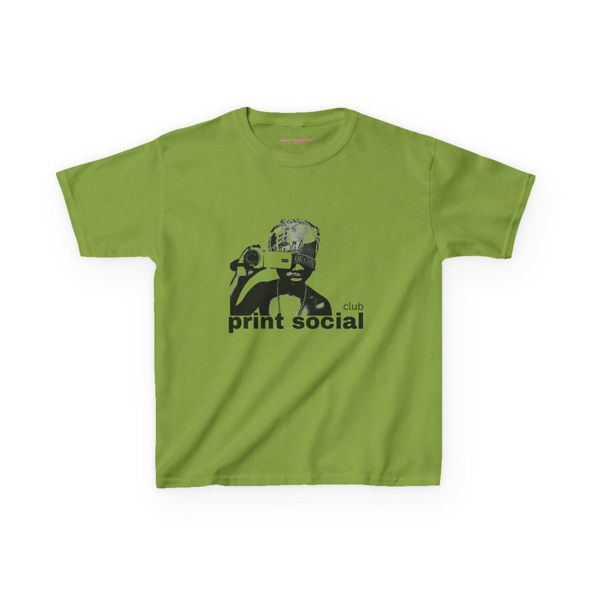 Camera Kid Baby Tee in Kiwi, front