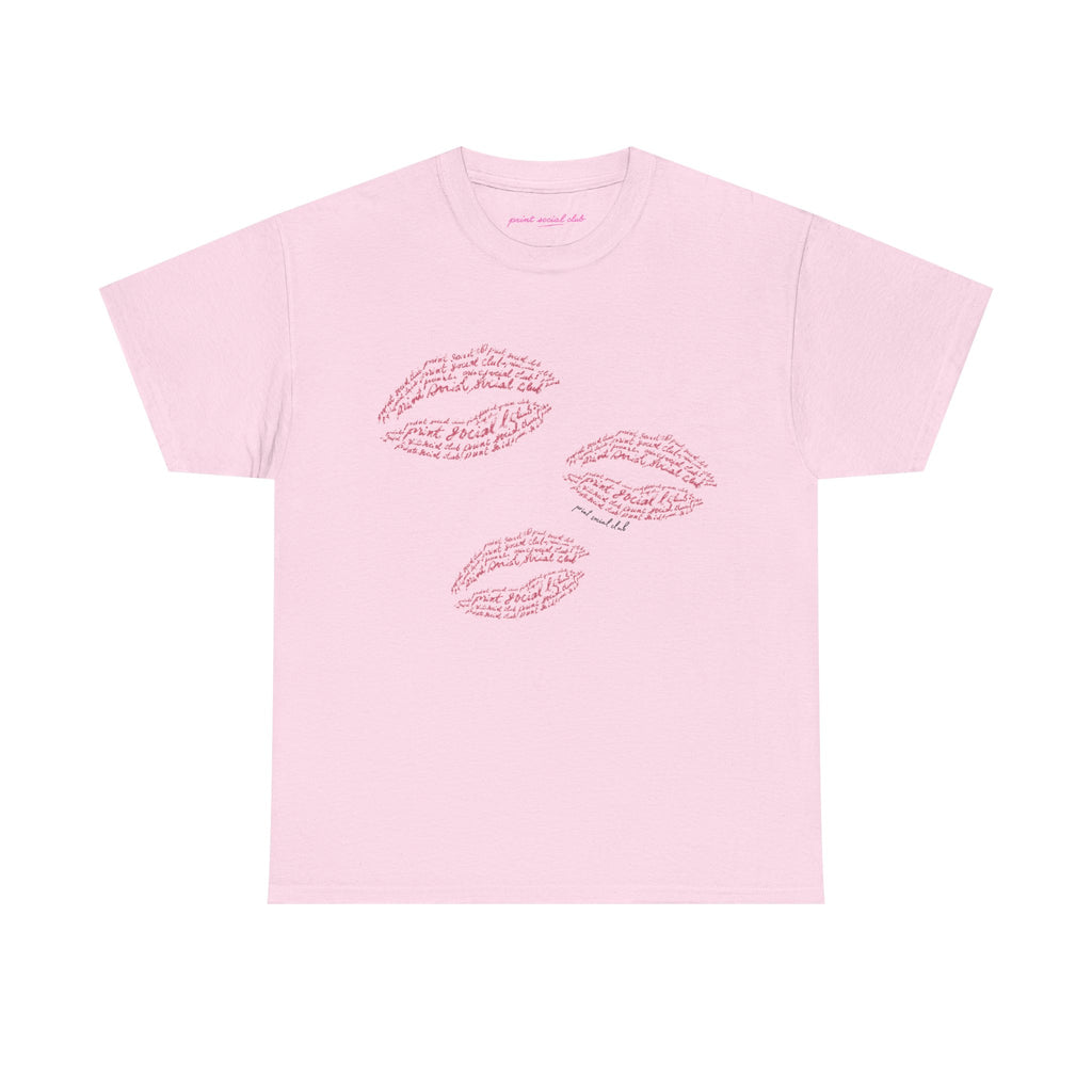 Print Kisses Classic Tee in Light Pink, front