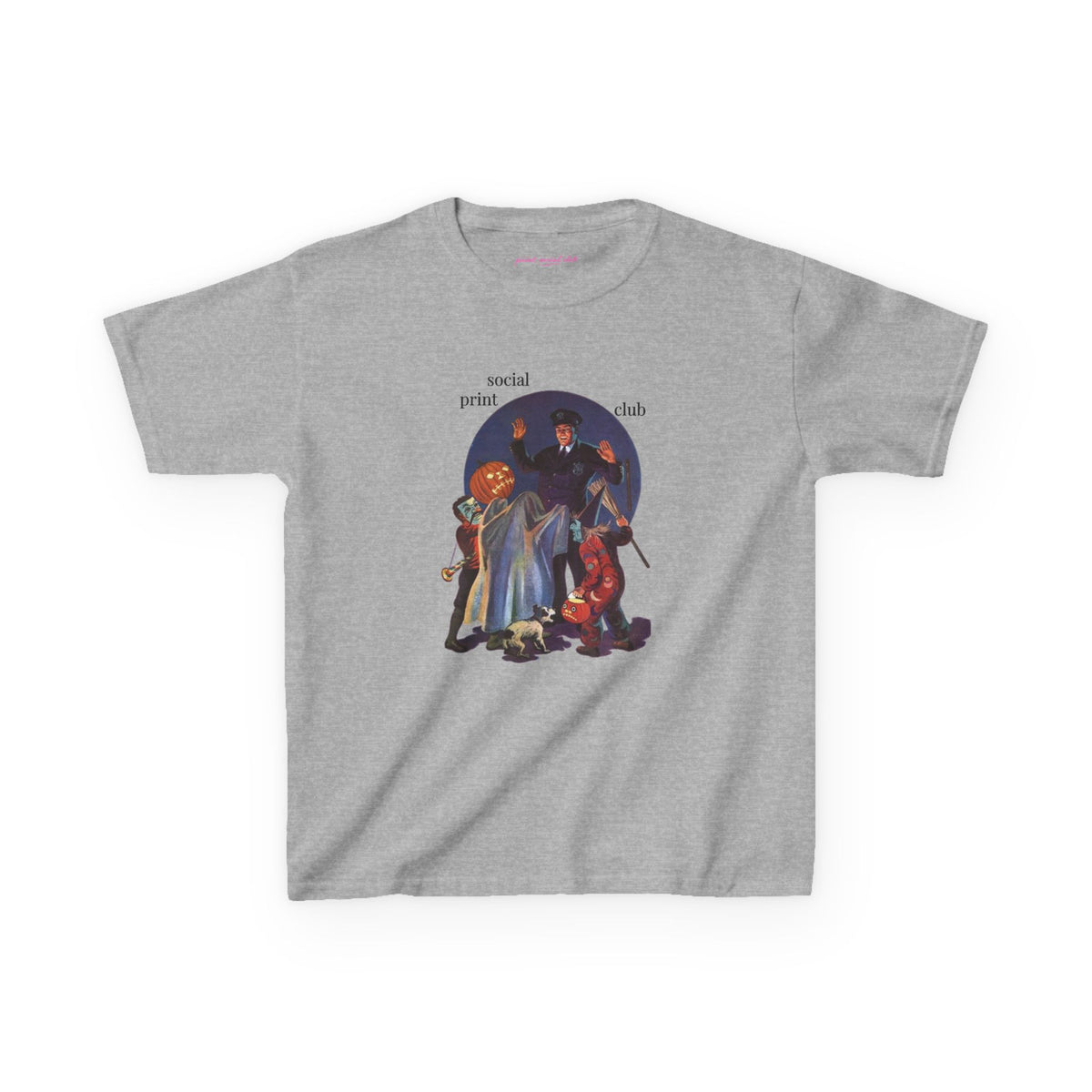 Trick Or Treaters Baby Tee in Sport Grey, front