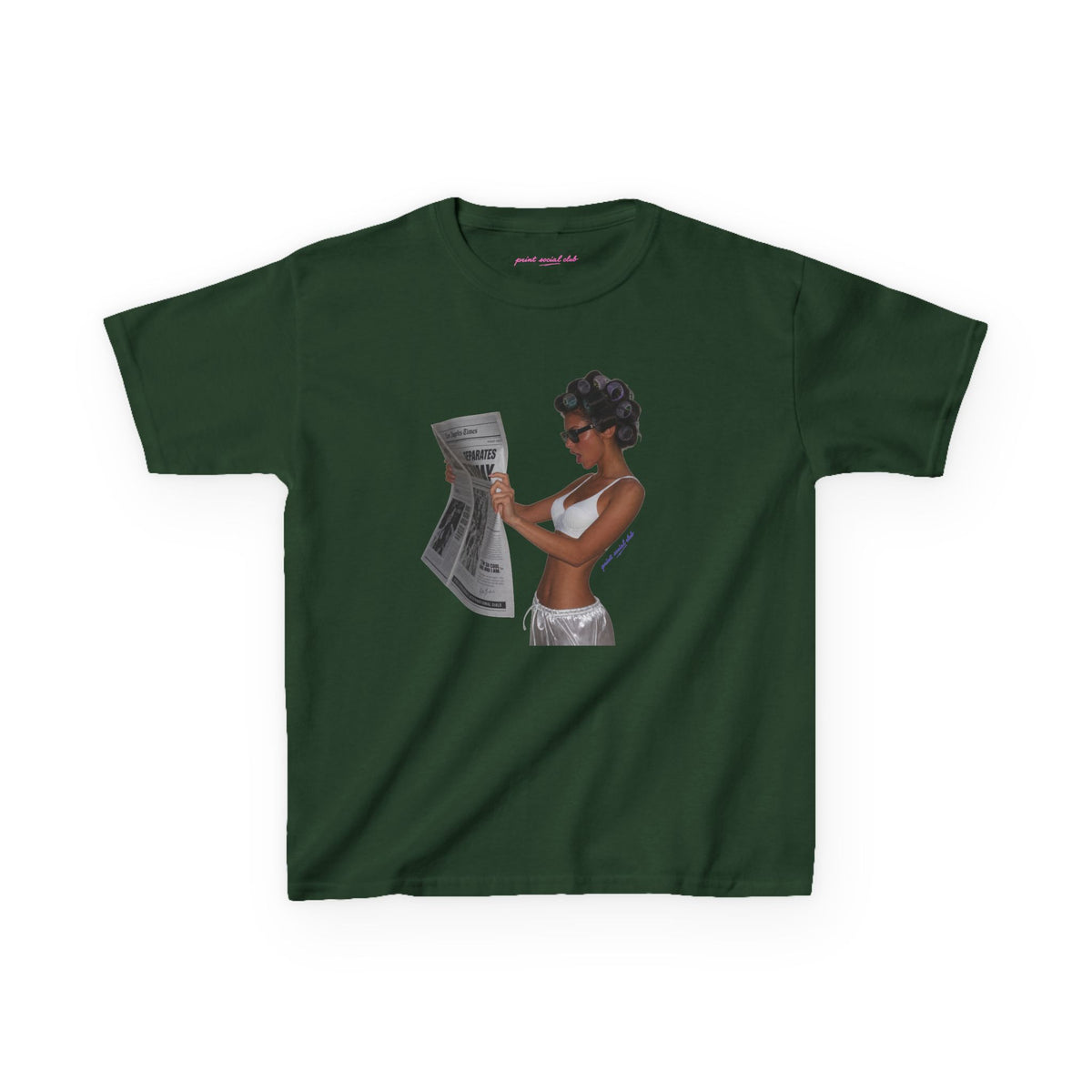 News Baby Tee in Forest Green, front