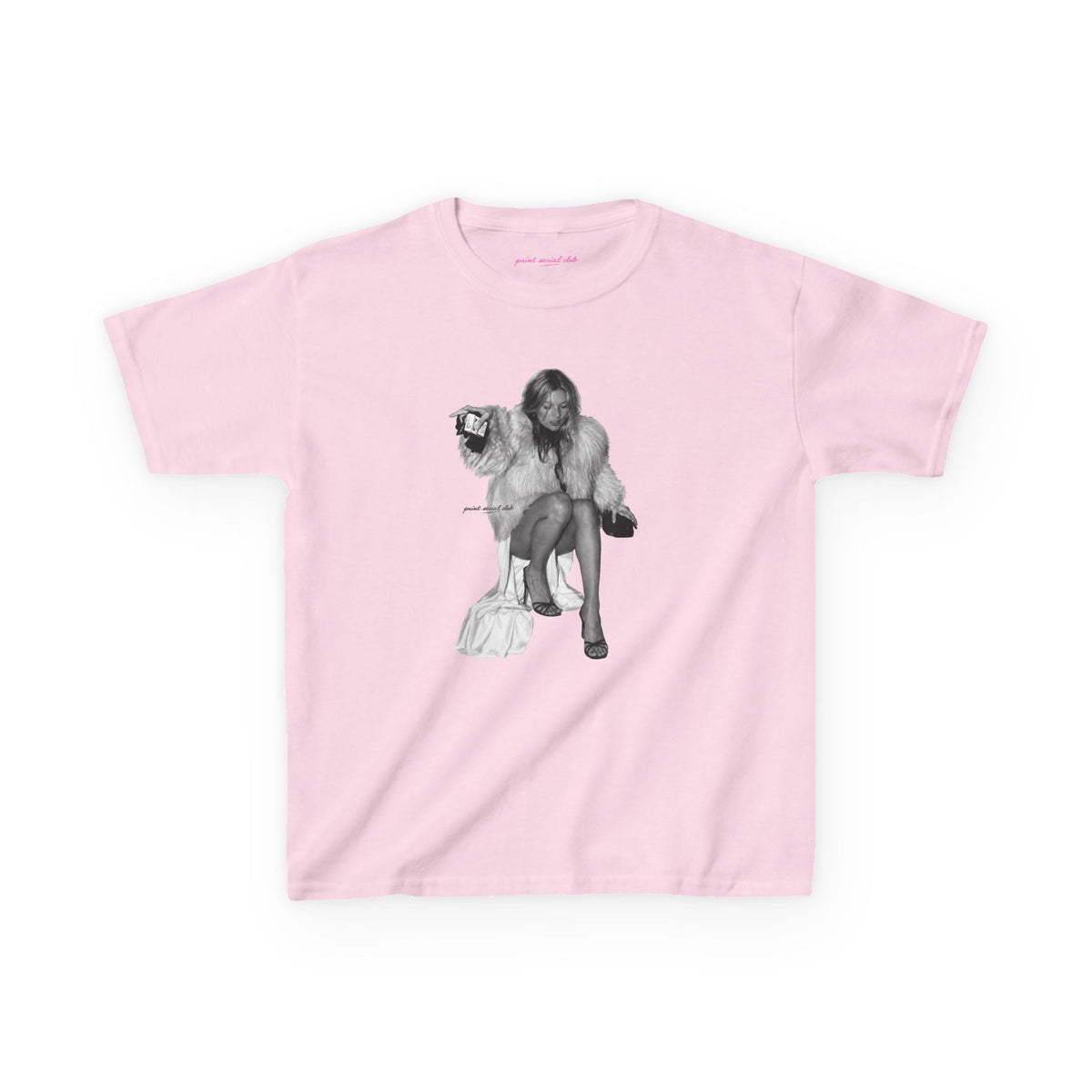 Moss Baby Tee in Light Pink, front