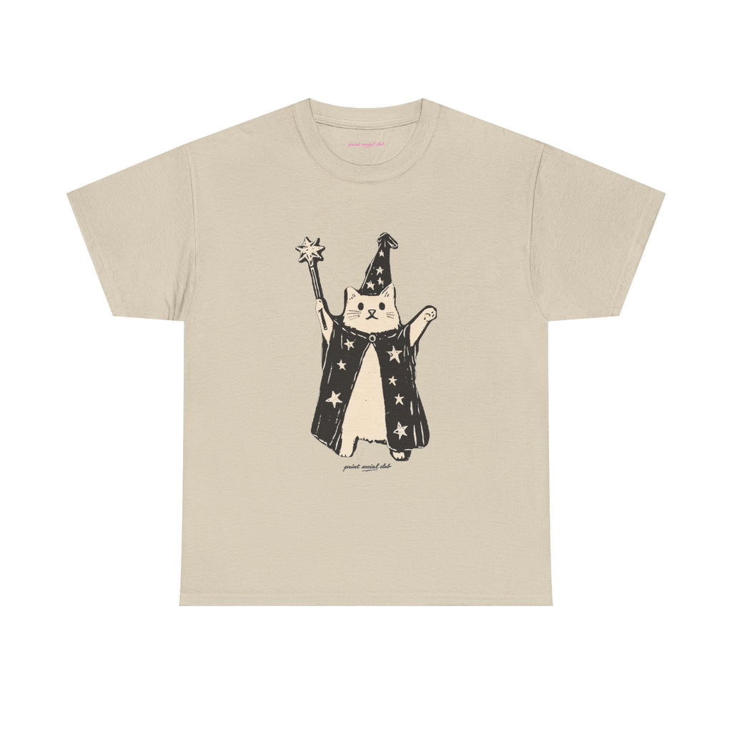 Wizard Cat Classic Tee in Sand, front