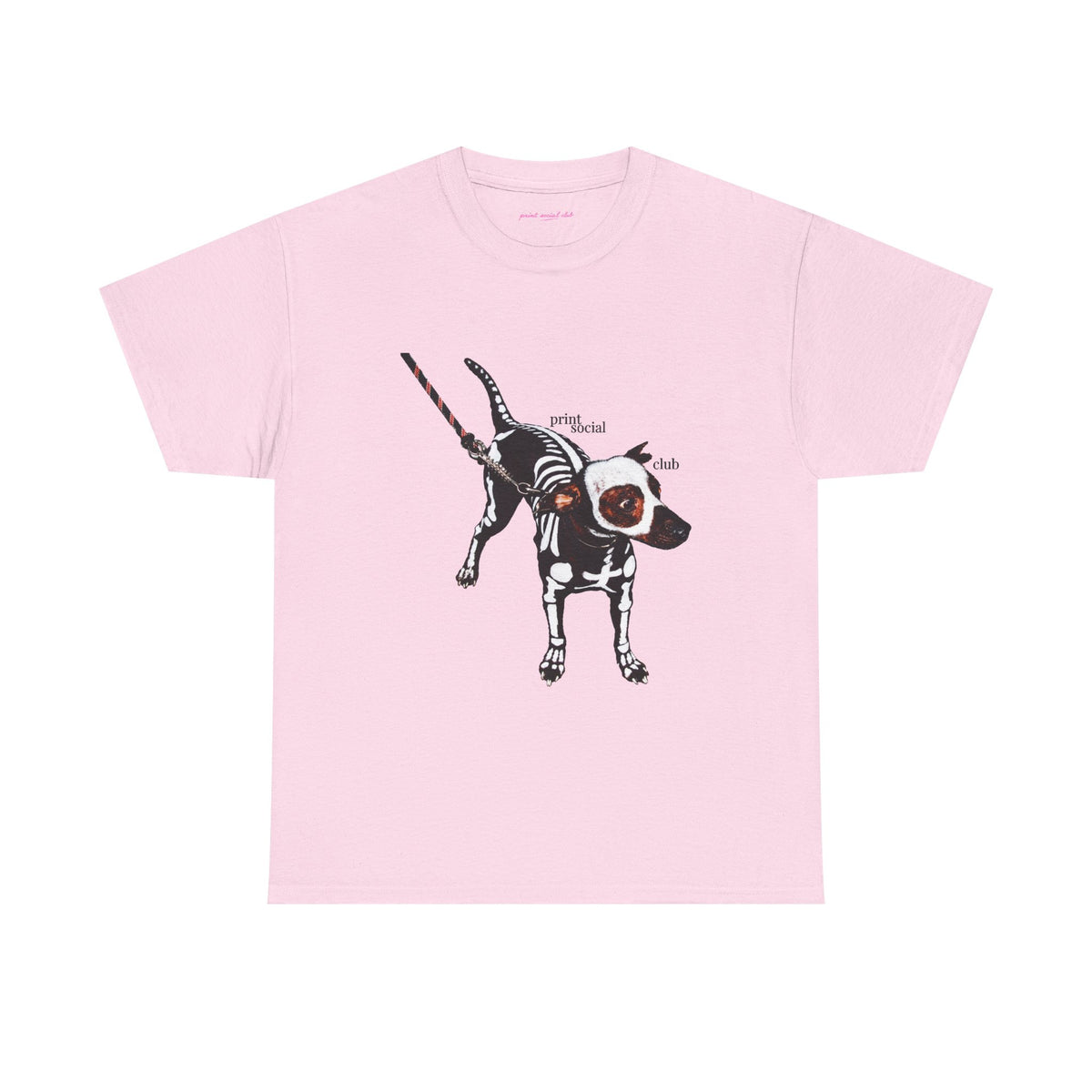 Skeleton Dog Classic Tee in Light Pink, front