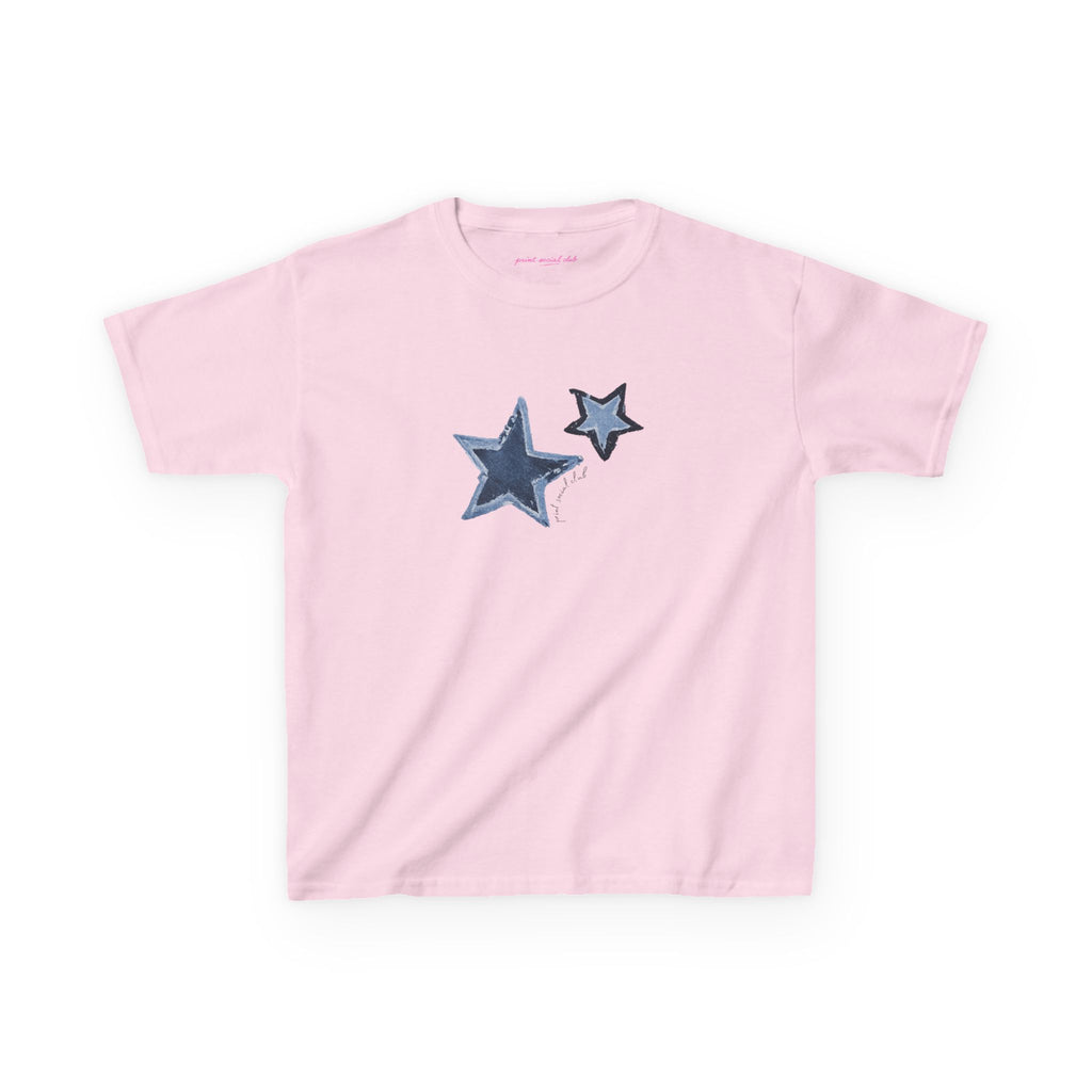 Shooting Stars baby tee in Light Pink, front