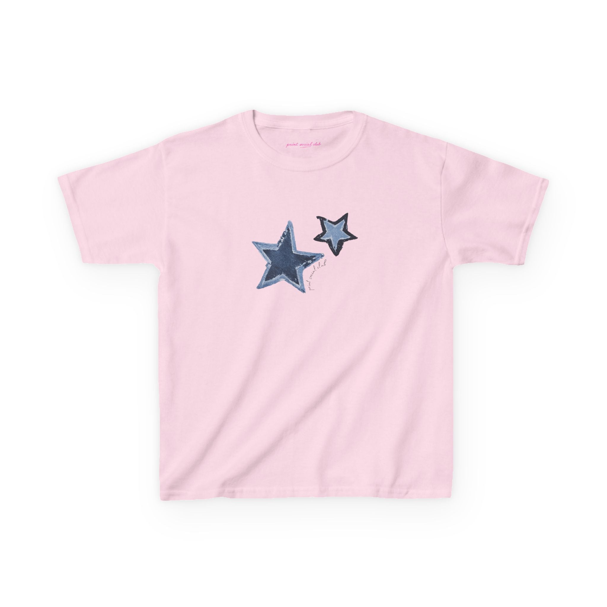 Shooting Stars baby tee in Light Pink, front