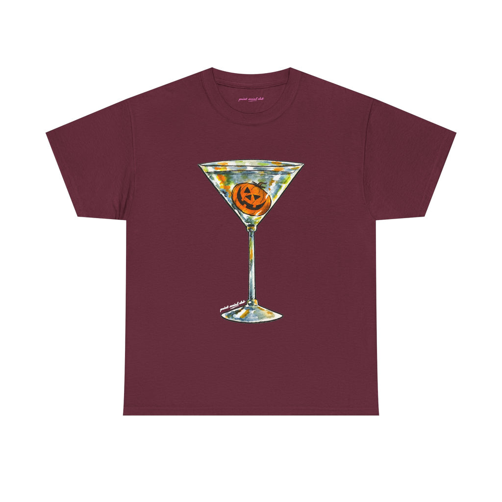 Pumpkin Martini Classic Tee in Maroon, front
