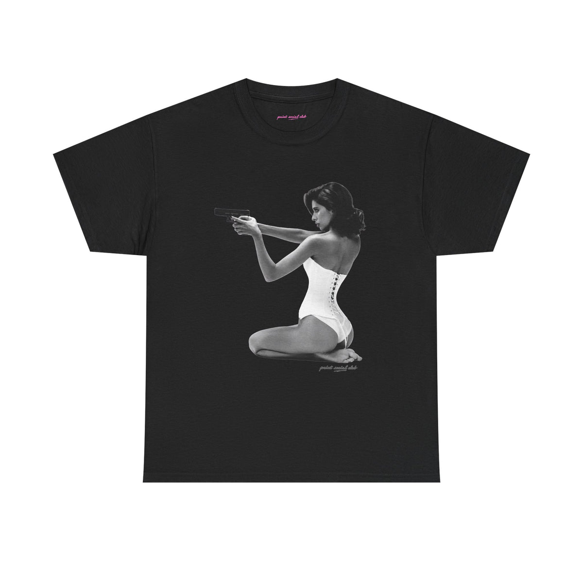 Hands-Up Classic Tee in Black, front