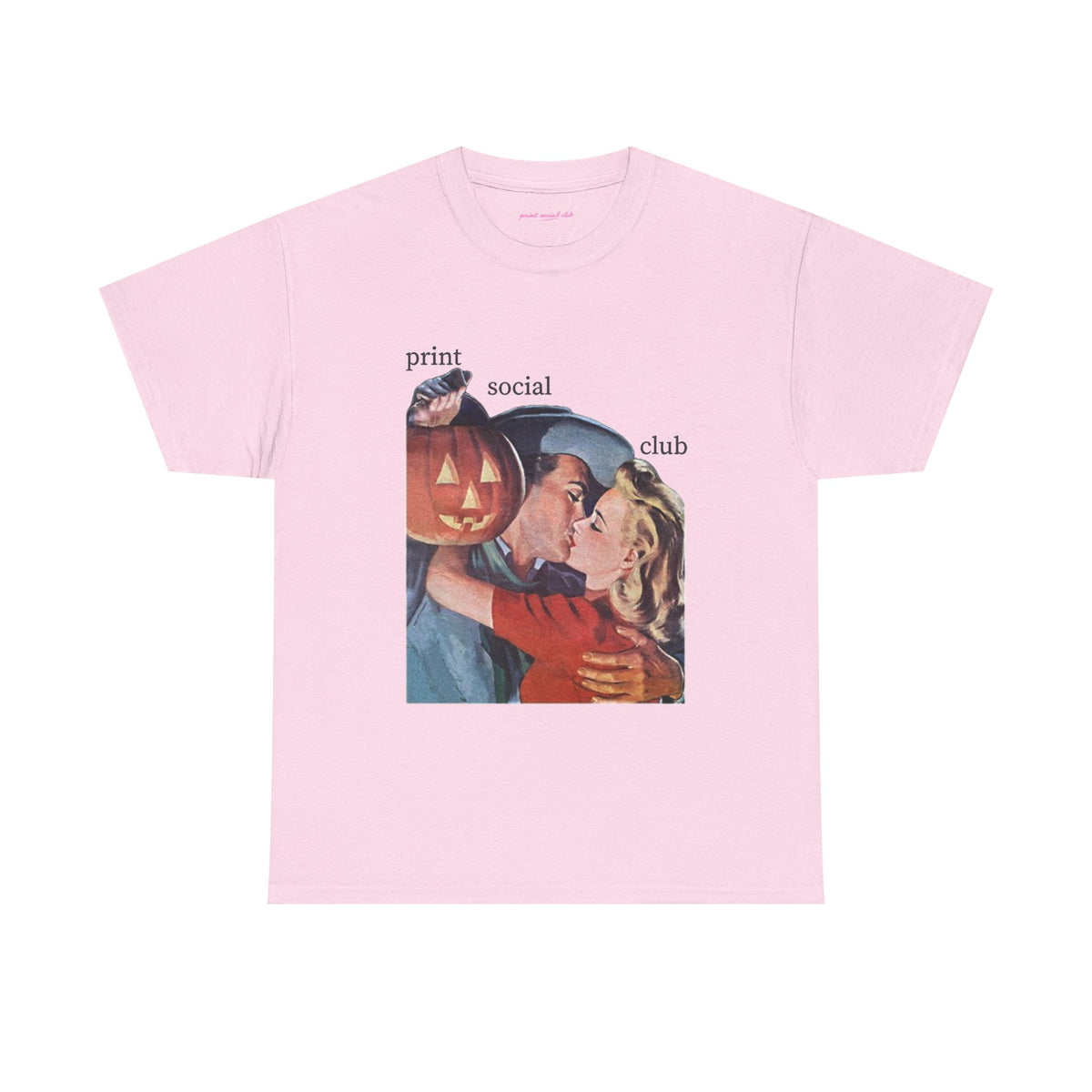 Pumpkin Kiss Classic Tee in Light Pink, front