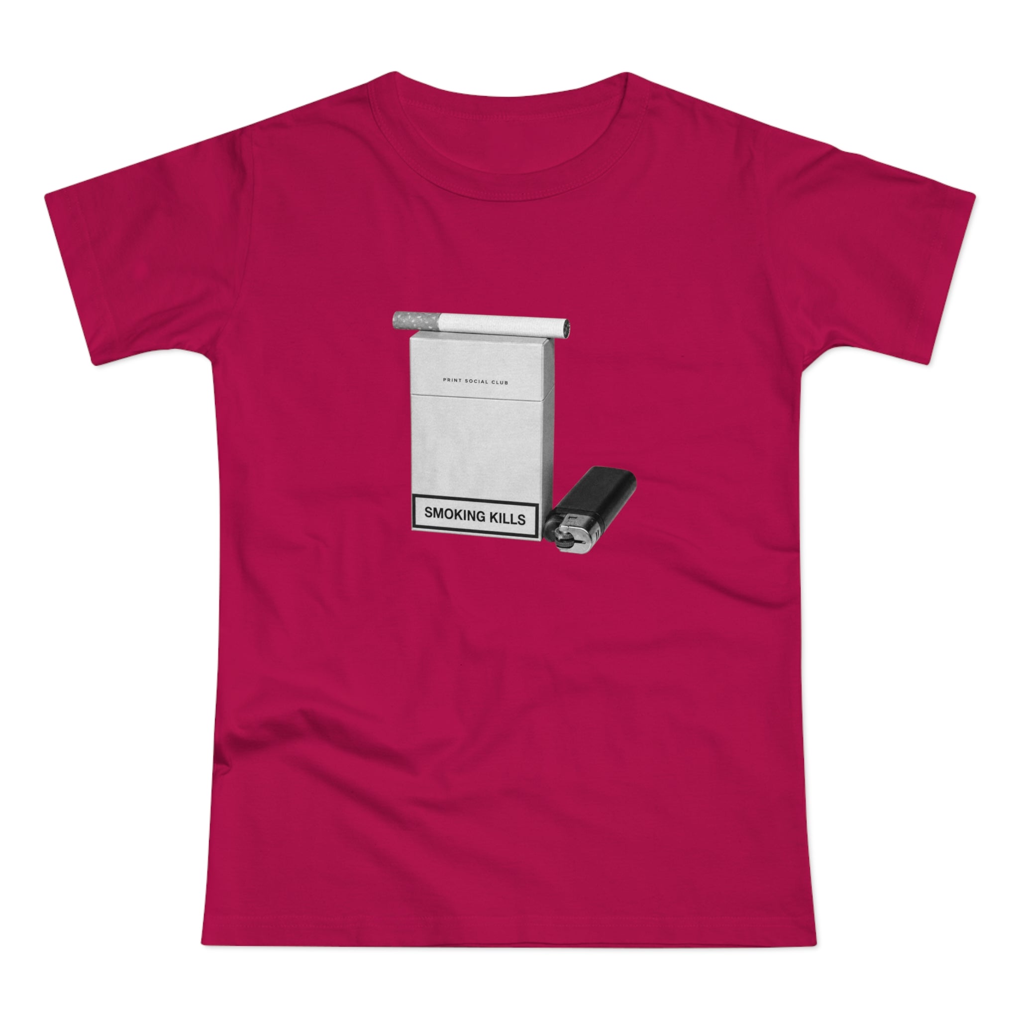 Smoking Kills print on sorbet women's fitted tee, front view