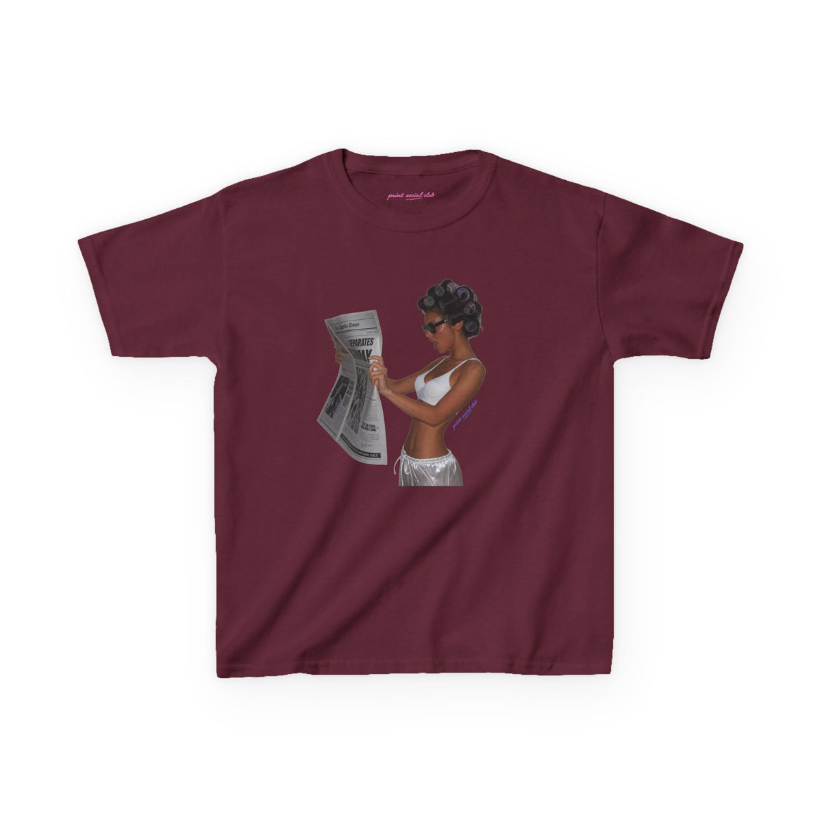 News Baby Tee in Maroon, front