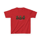 Wise Monkeys Baby Tee - double sided in Red, front