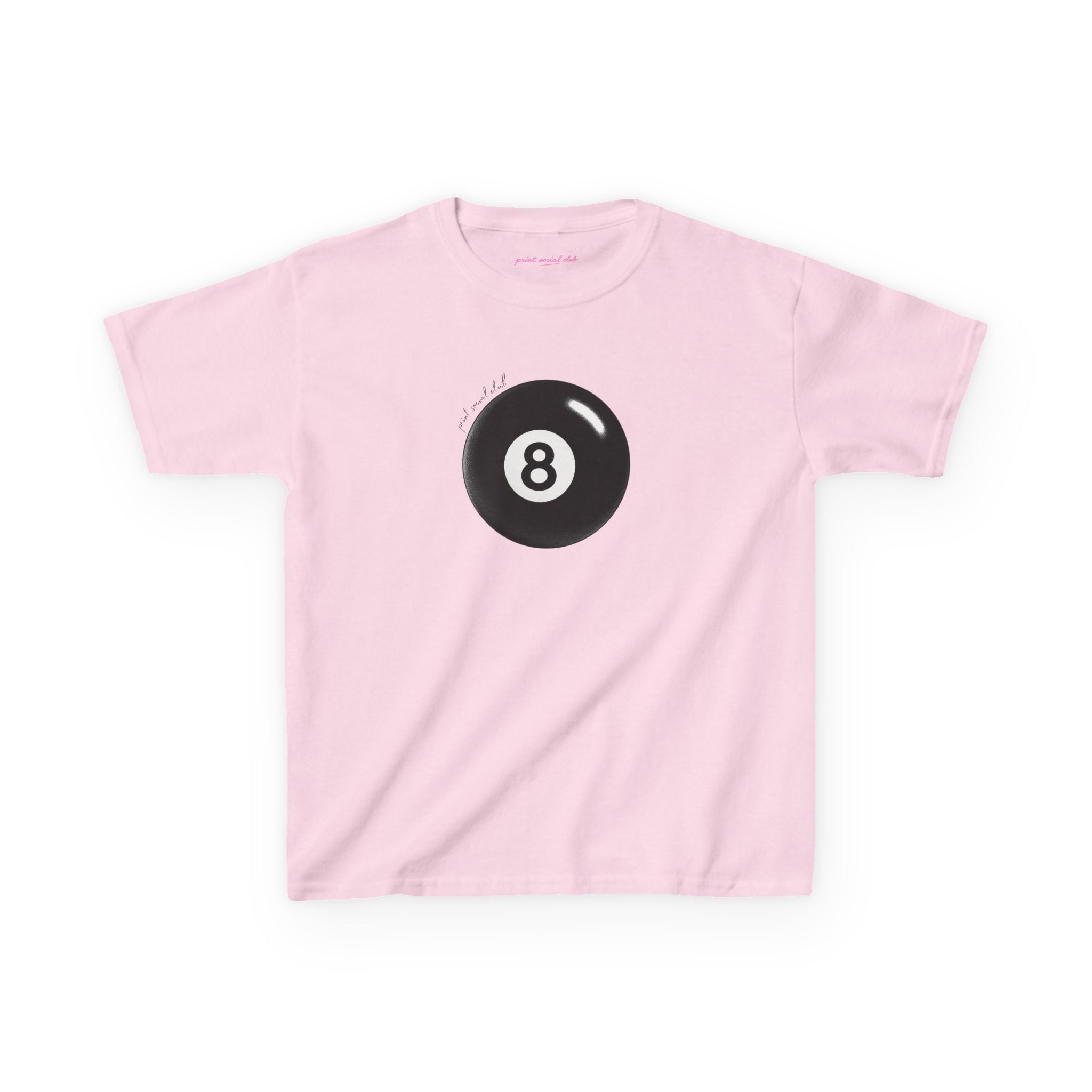 Lucky 8 baby tee in Light Pink, front