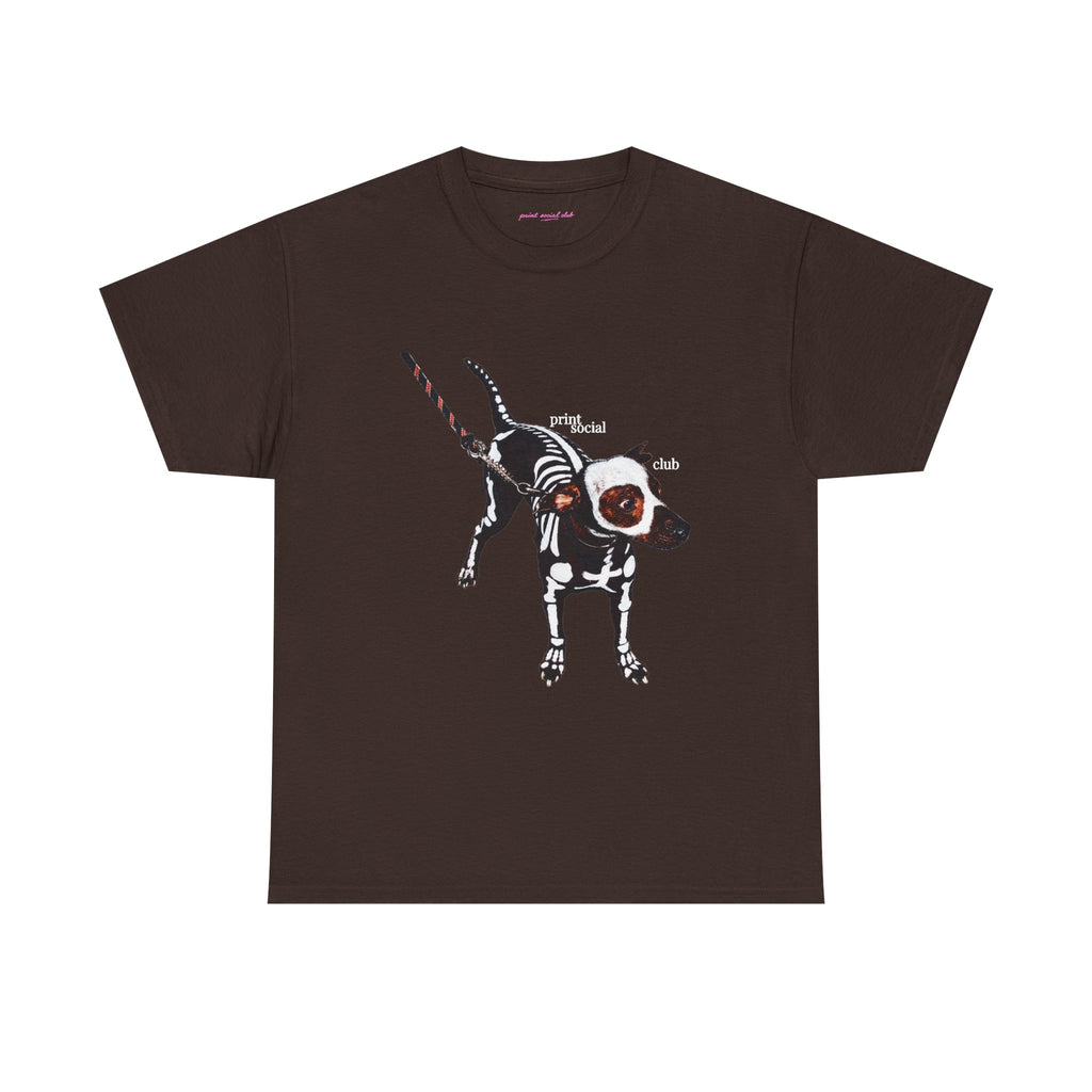 Skeleton Dog Classic Tee in Dark Chocolate, front