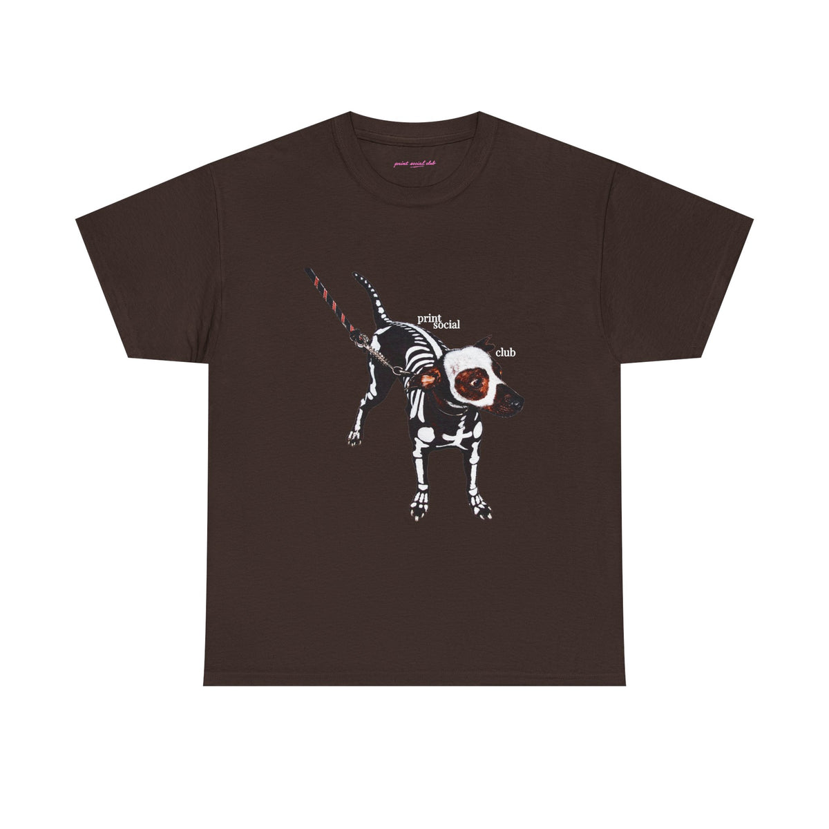 Skeleton Dog Classic Tee in Dark Chocolate, front