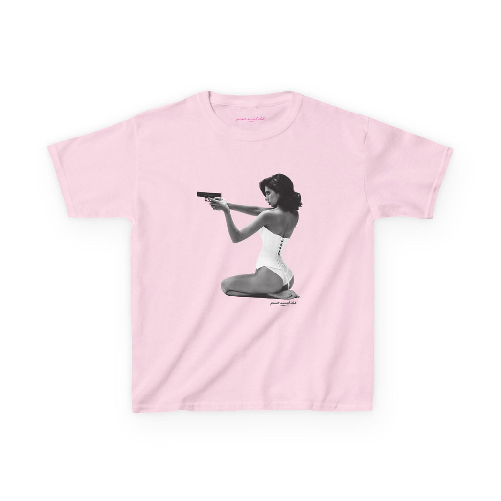 Hands-Up Baby Tee in Light Pink, front