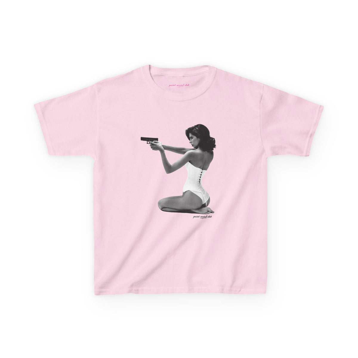 Hands-Up Baby Tee in Light Pink, front