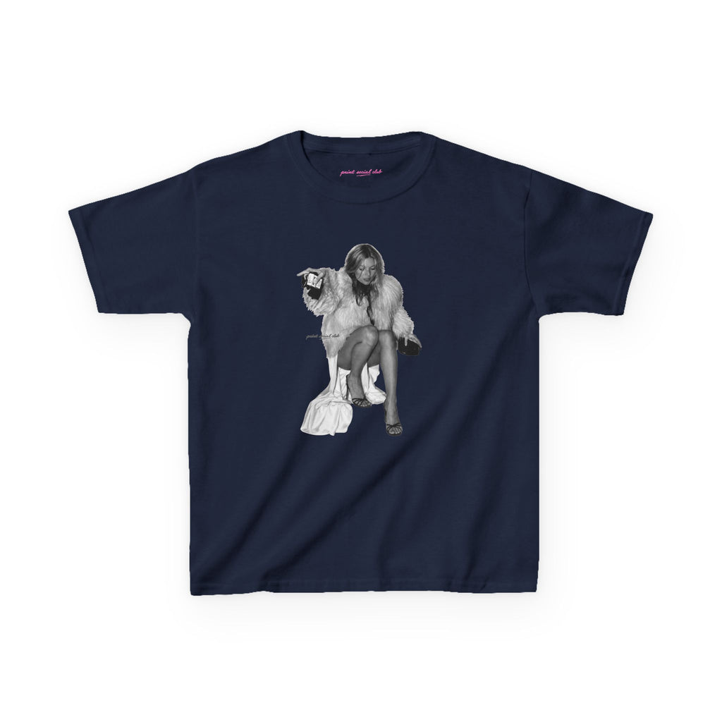 Moss Baby Tee in Navy, front