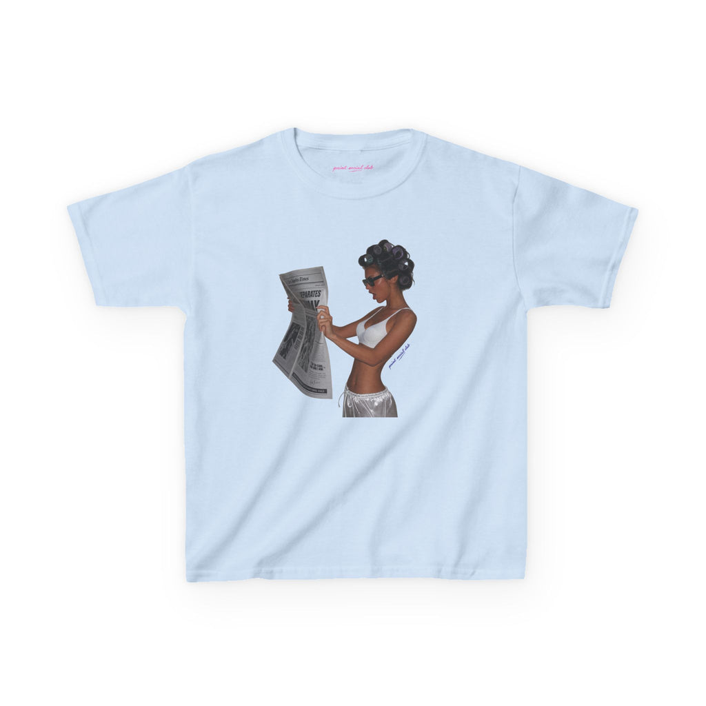 News Baby Tee in Light Blue, front