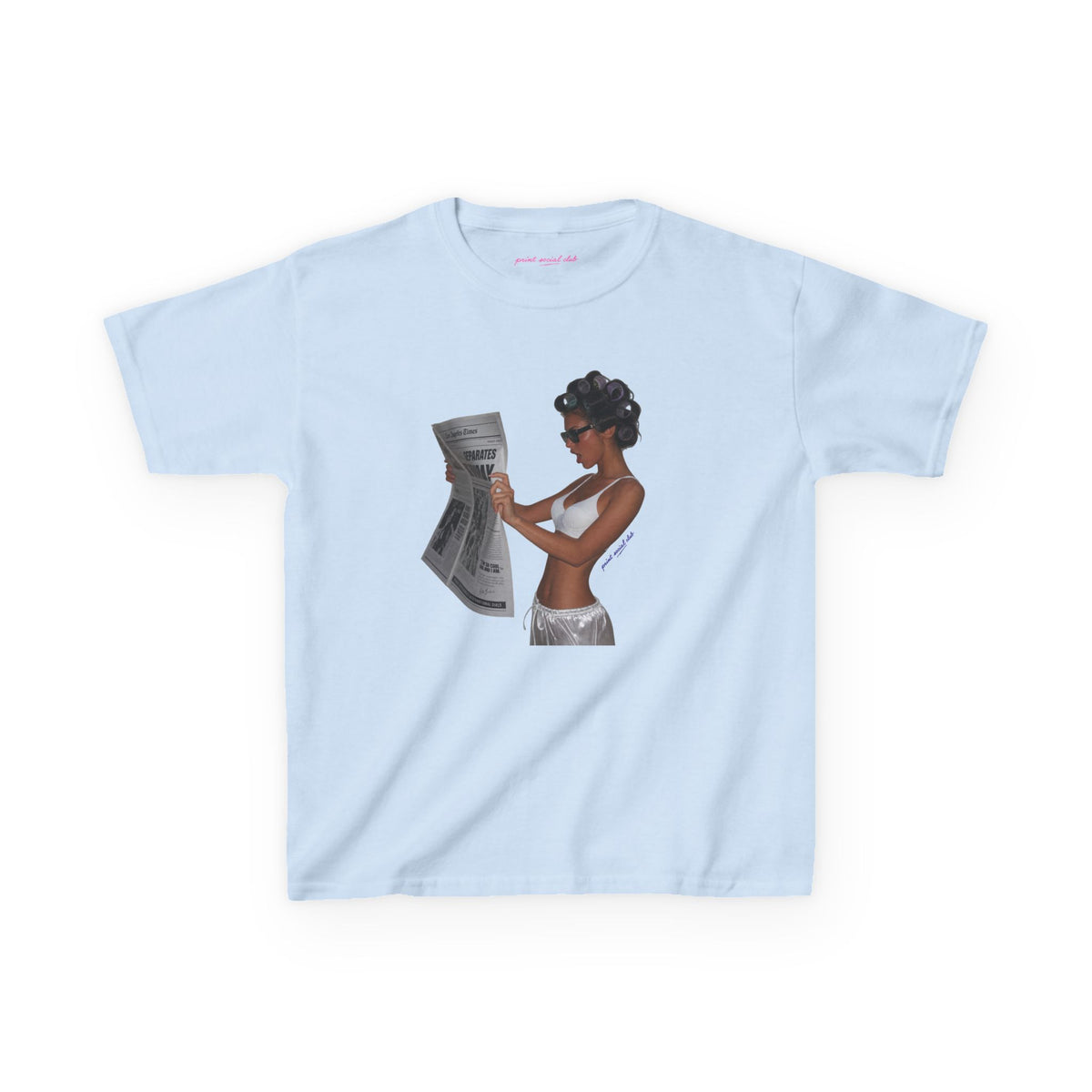 News Baby Tee in Light Blue, front