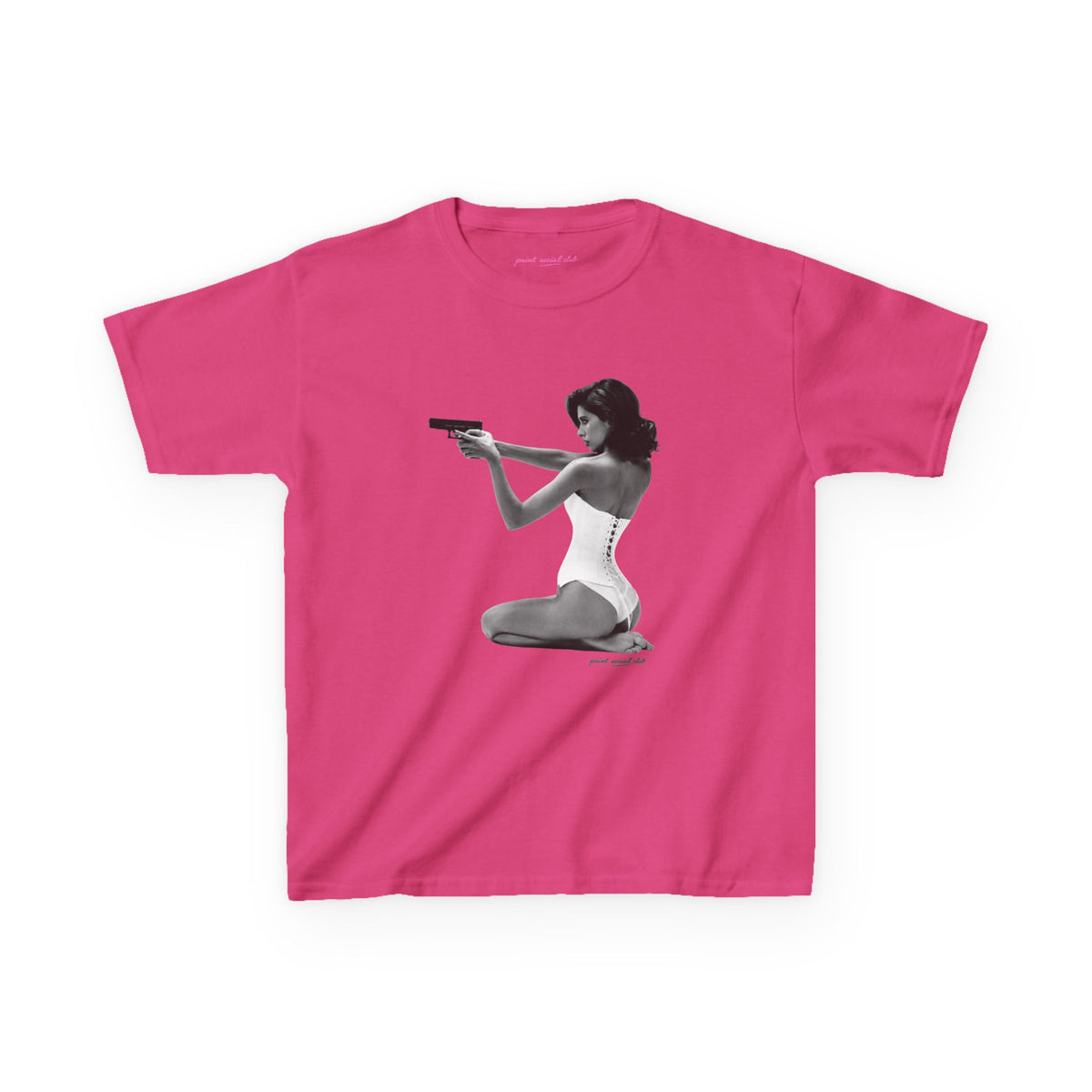 Hands-Up Baby Tee in Heliconia, front