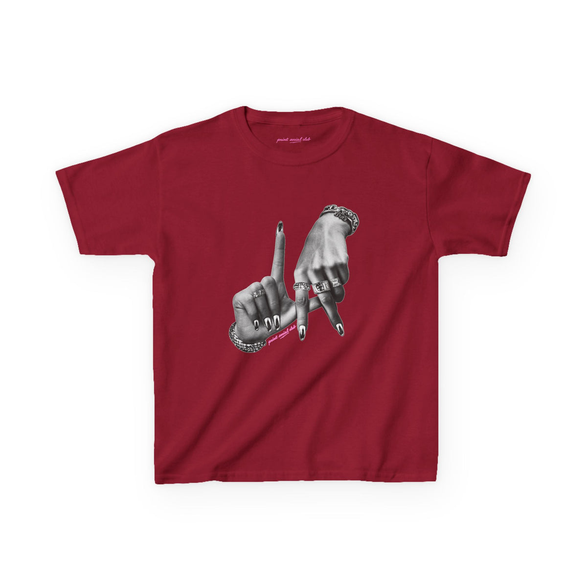 LA Baby Tee in Cardinal Red, front