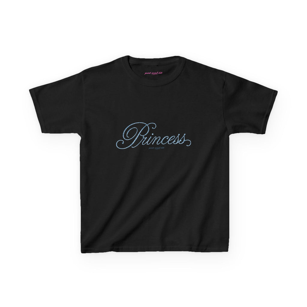 Blue Princess Baby Tee in Black, front