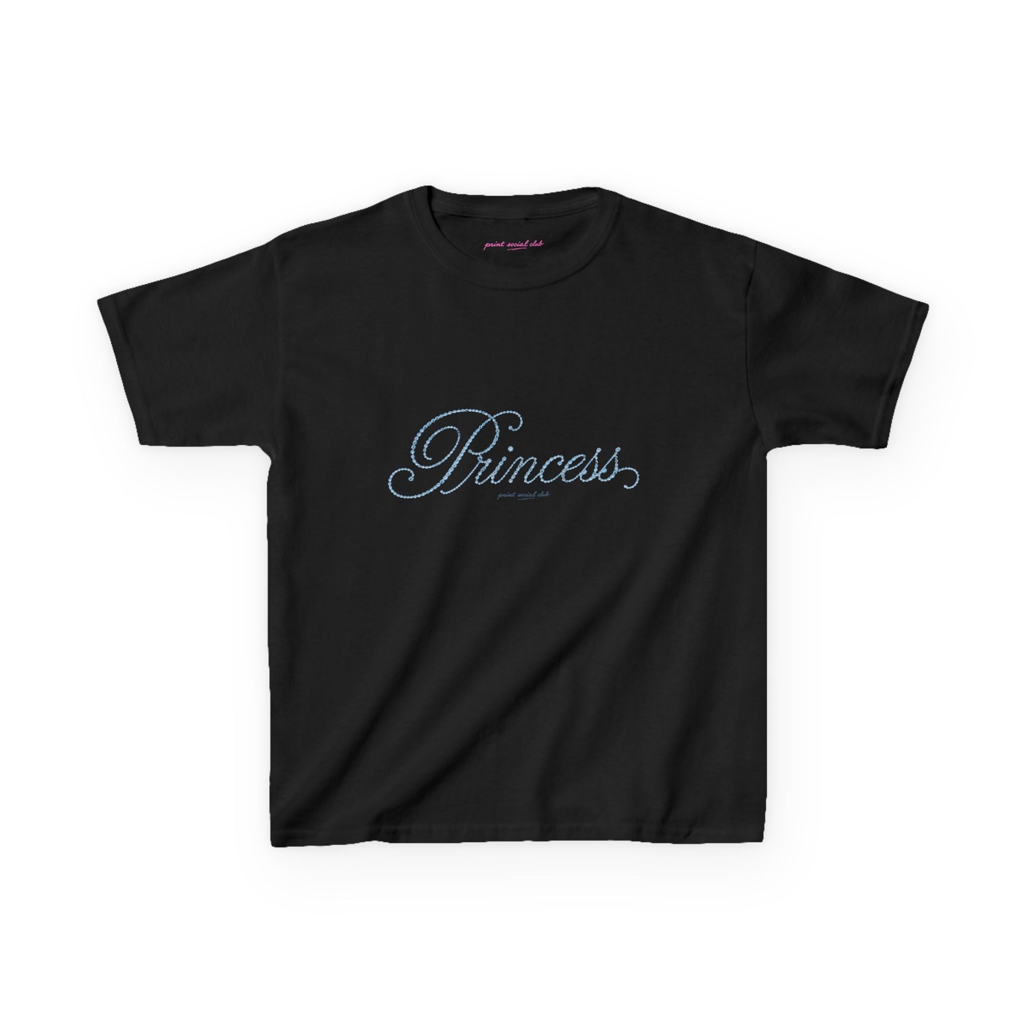 Blue Princess Baby Tee in Black, front