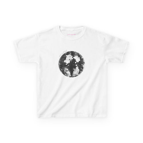 Disco Ball Baby Tee in White, front