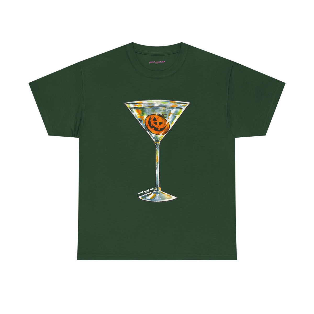 Pumpkin Martini Classic Tee in Forest Green, front