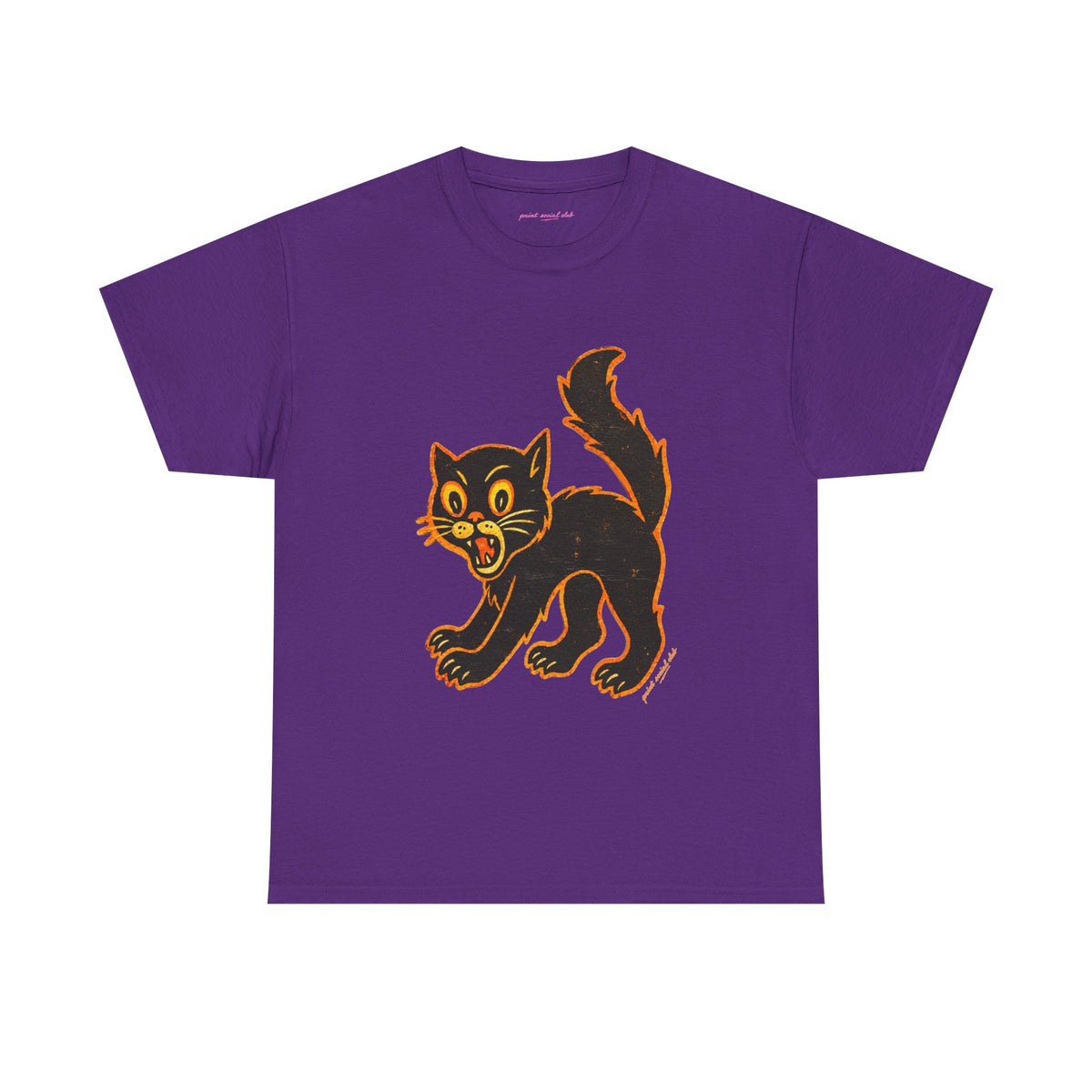 Black Cat Classic Tee in Purple, front