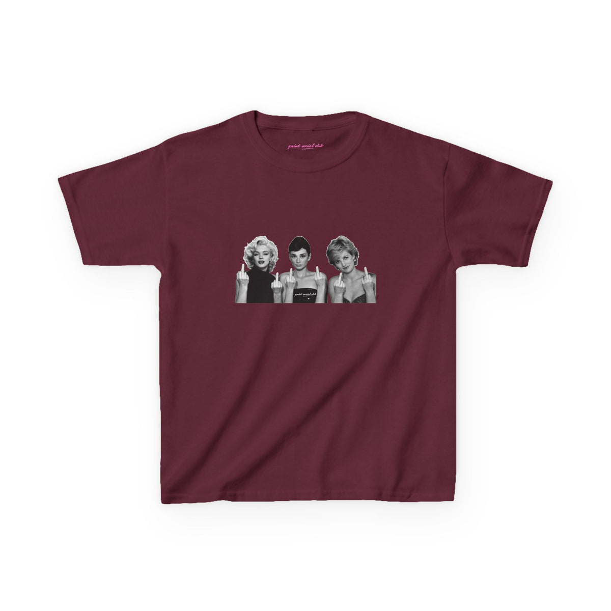 Iconic 3 Baby Tee in Maroon, front
