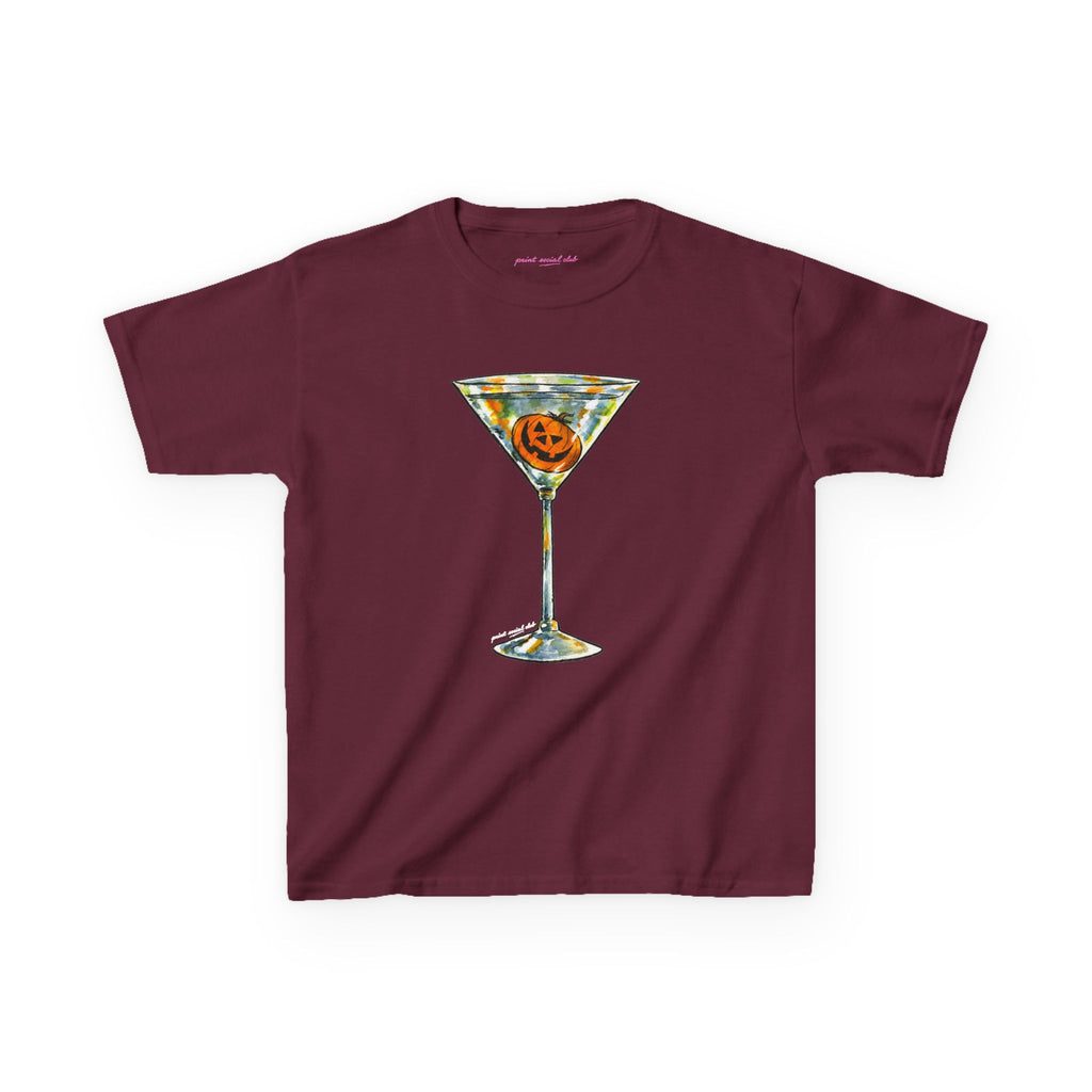 Pumpkin Martini Baby Tee in Maroon, front