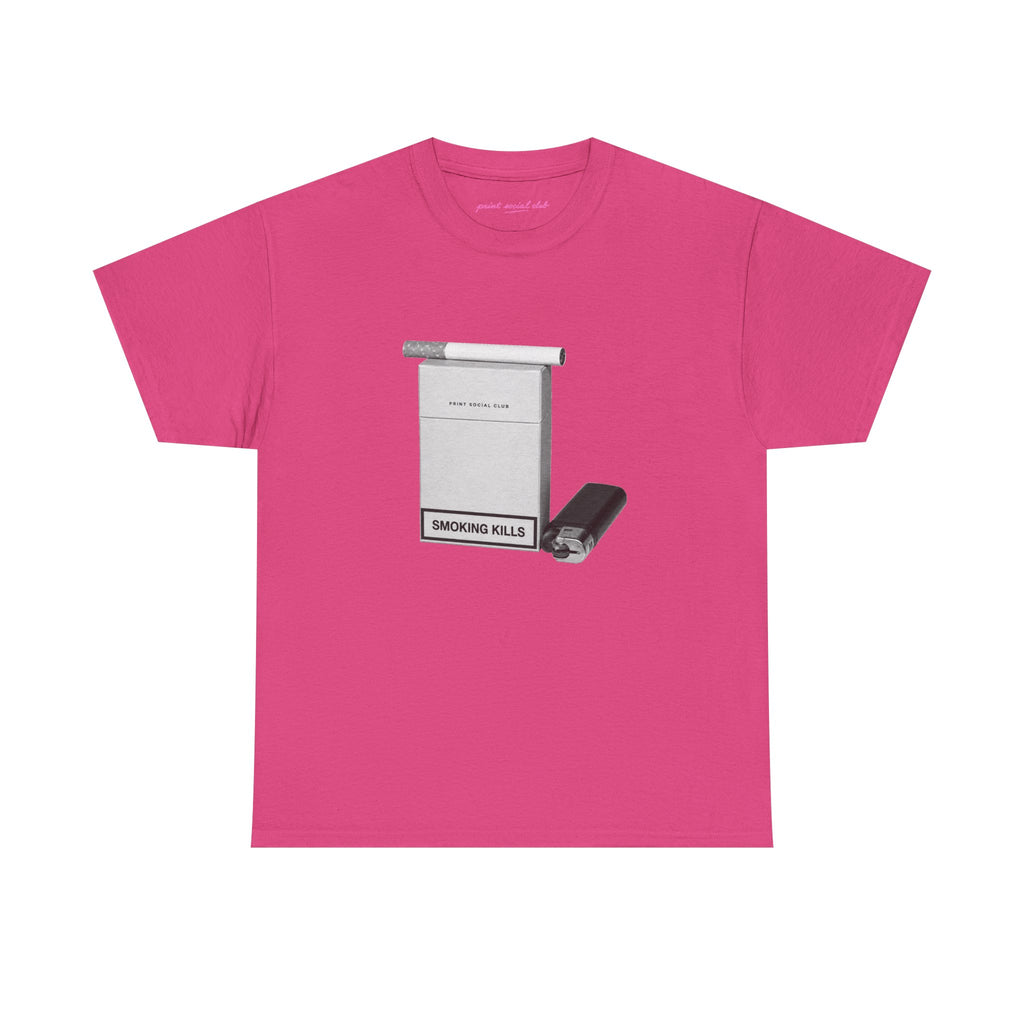 Smoking Kills Classic Tee in Heliconia, front