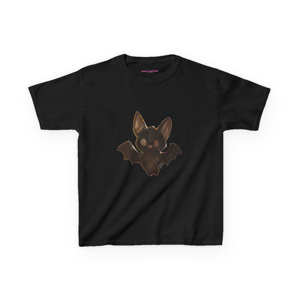 Little Bat Baby Tee in Black, front