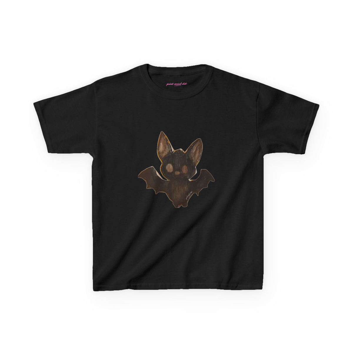 Little Bat Baby Tee in Black, front