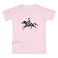 Wild West print on orchid pink women's fitted tee, front view