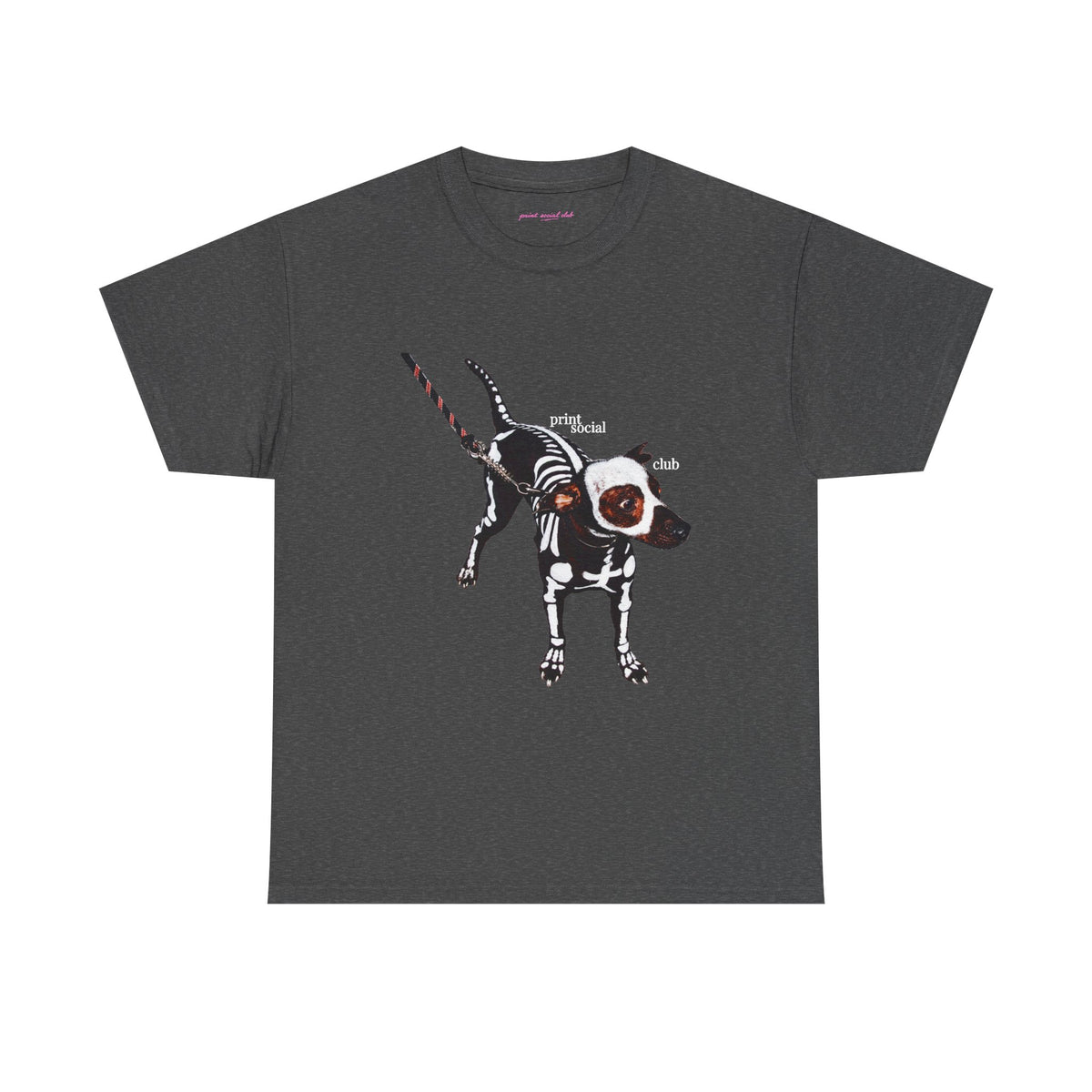 Skeleton Dog Classic Tee in Dark Heather, front