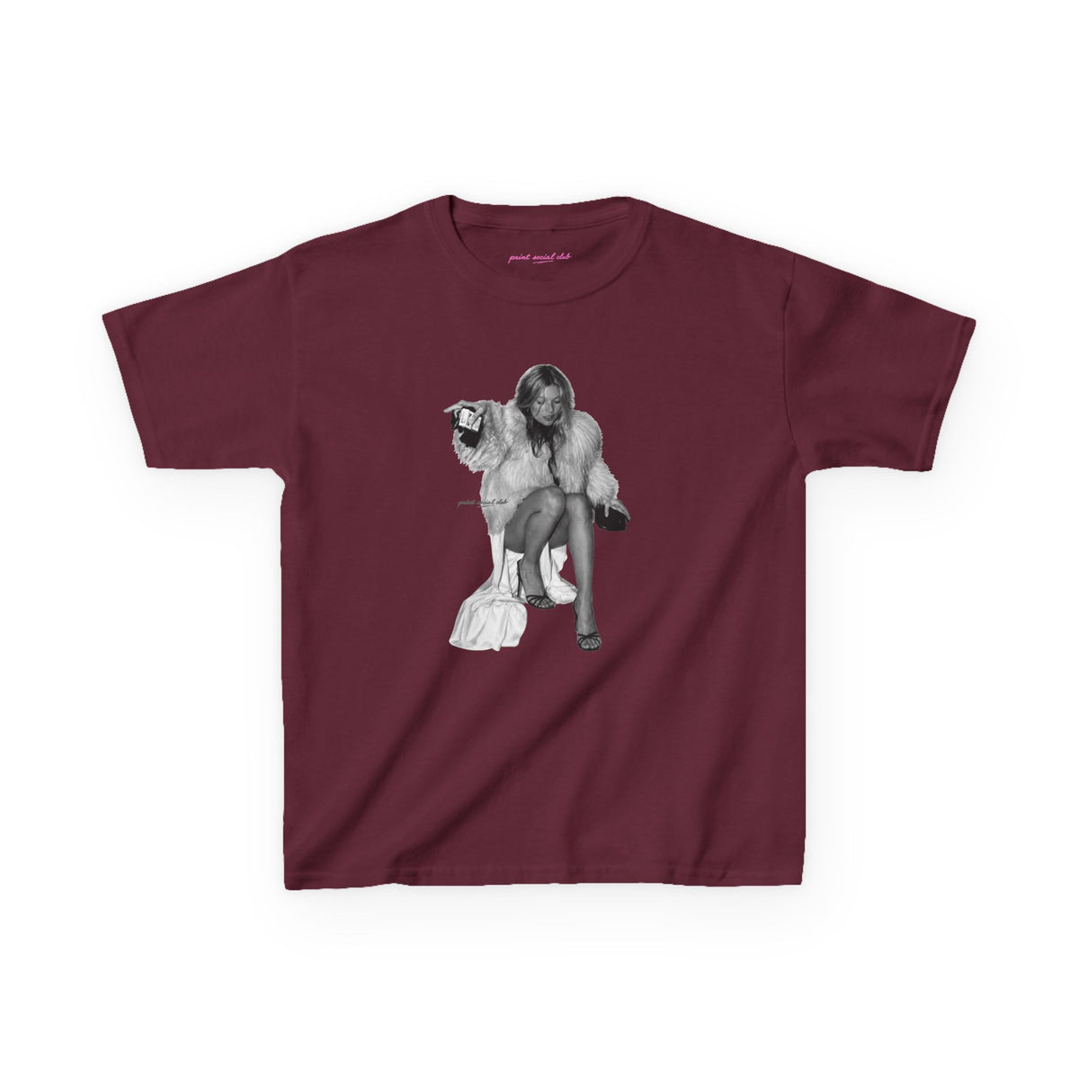Moss Baby Tee in Maroon, front