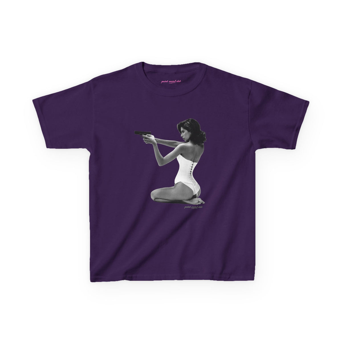 Hands-Up Baby Tee in Purple, front